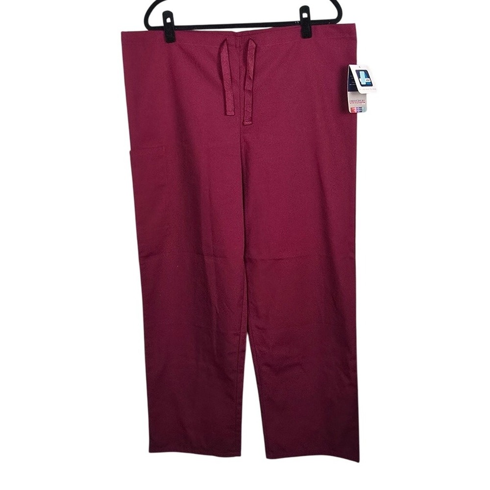NWT Adar Universal Scrub Pants Unisex M 504 Burgundy Drawstring Cargo Workwear